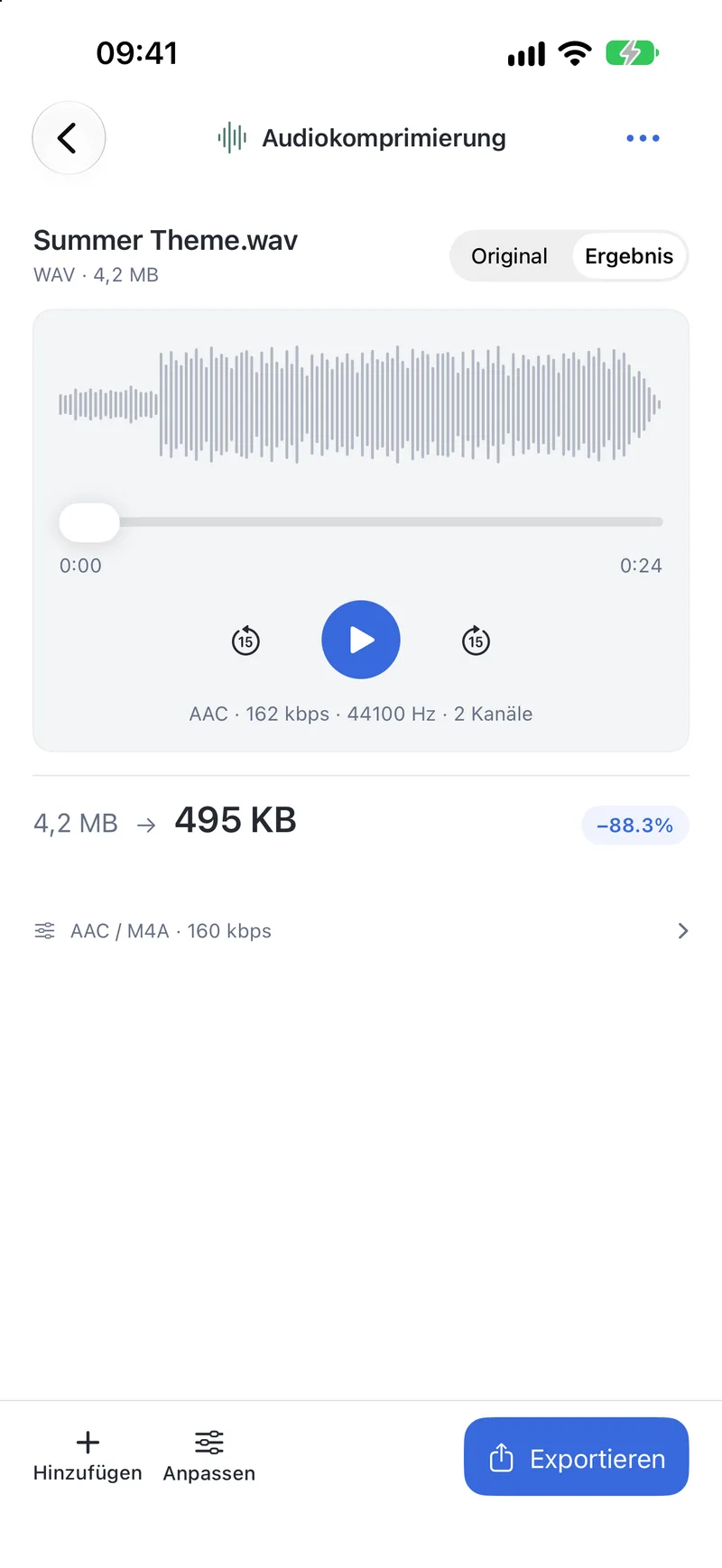 PubToo Go · Audiokomprimierung