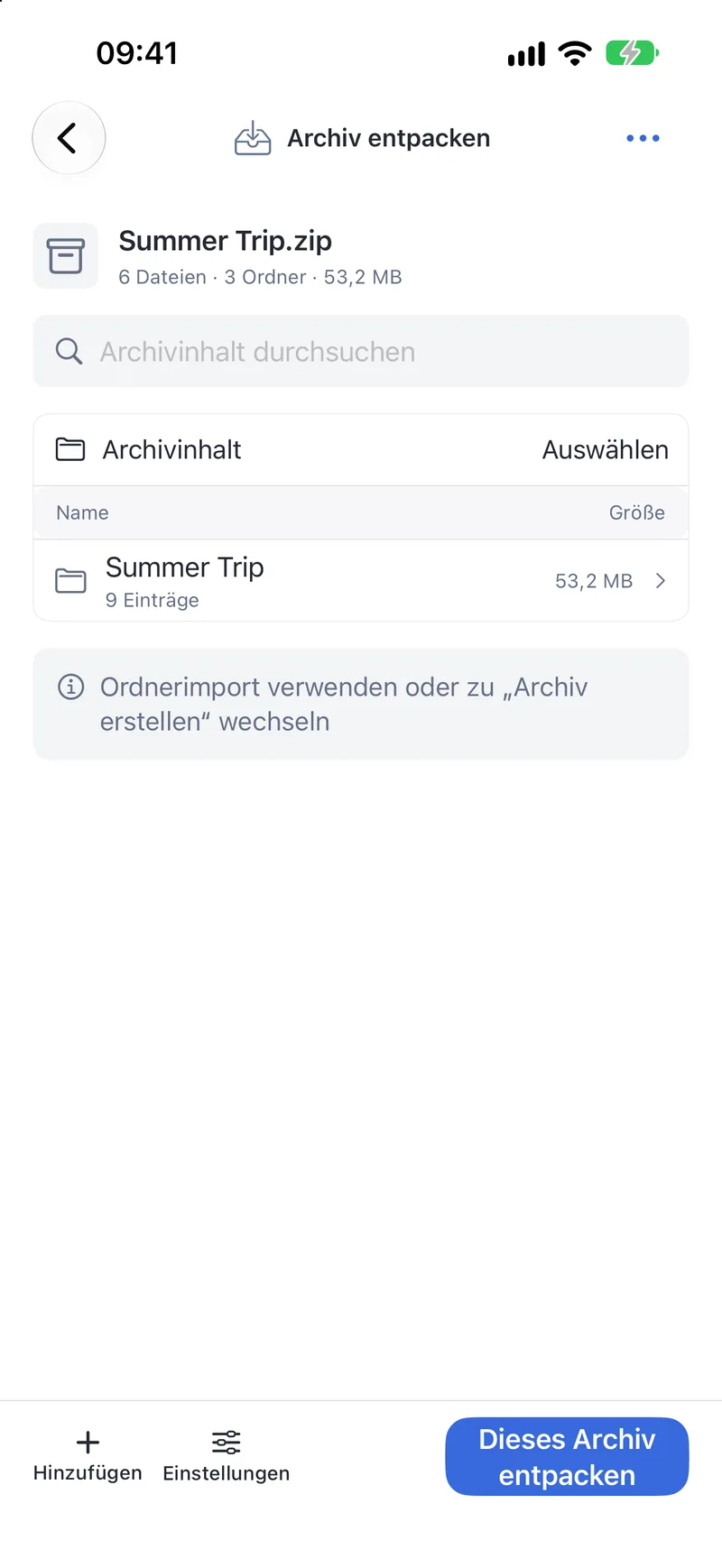 PubToo Go · Archiv entpacken
