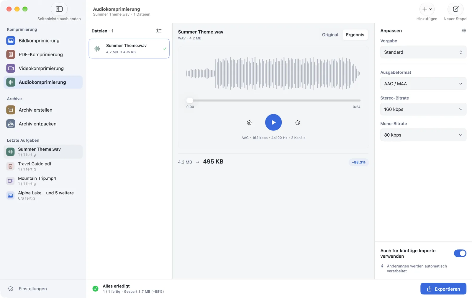 PubToo · Audiokomprimierung