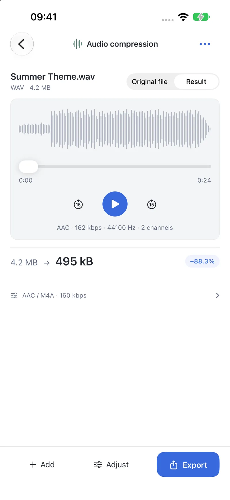 PubToo Go · Audio compression