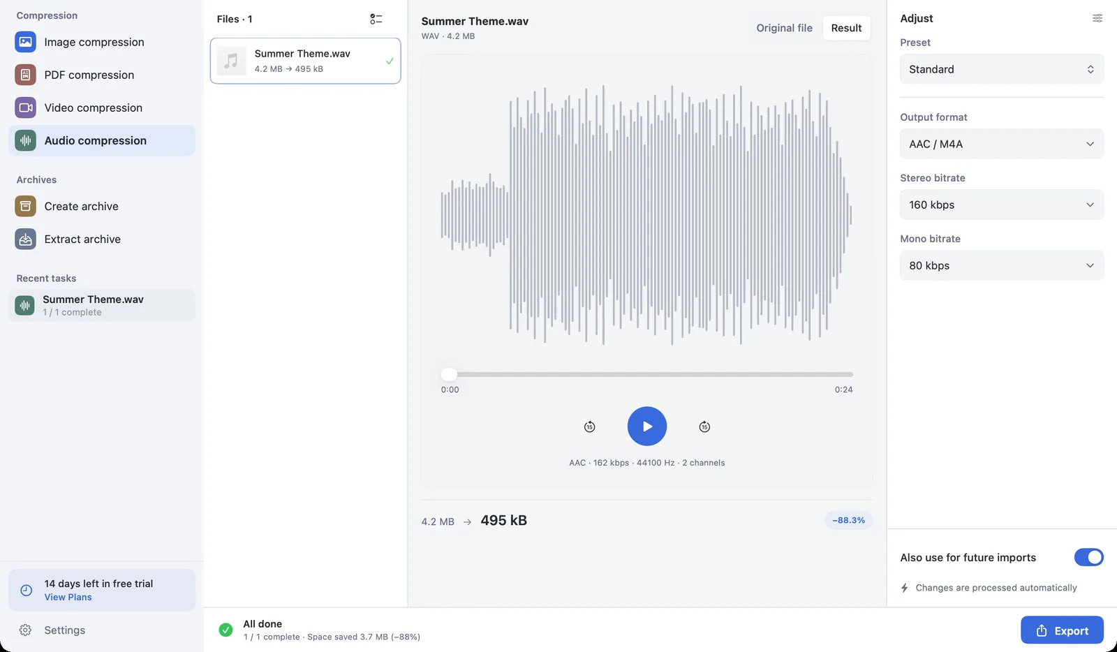 PubToo · Audio compression