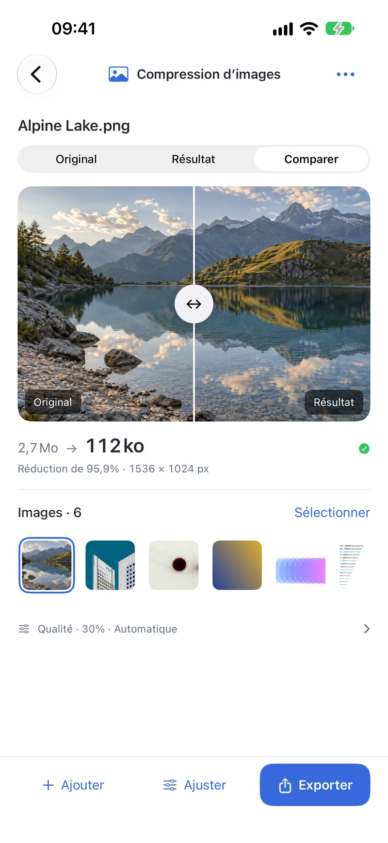 PubToo Go · Compression d’images