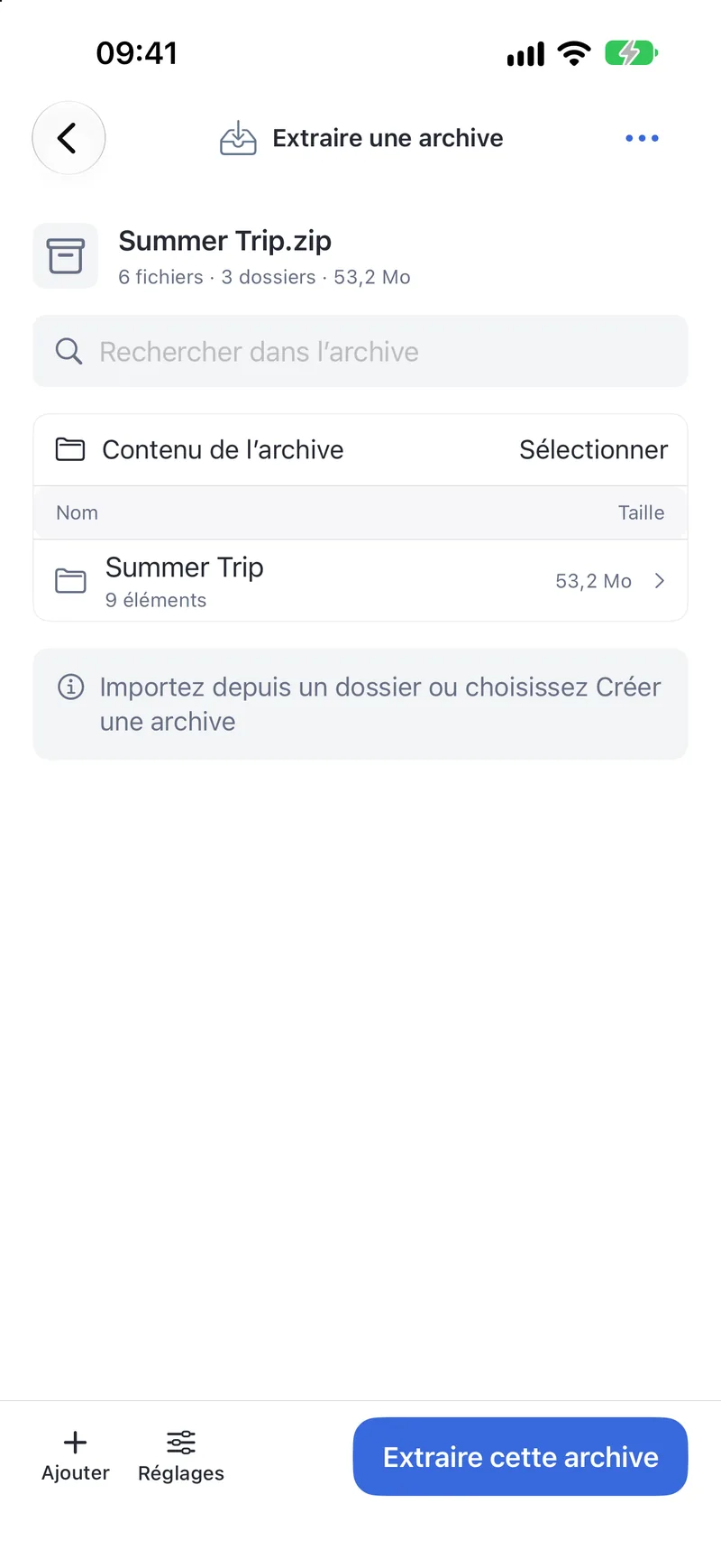 PubToo Go · Extraire une archive