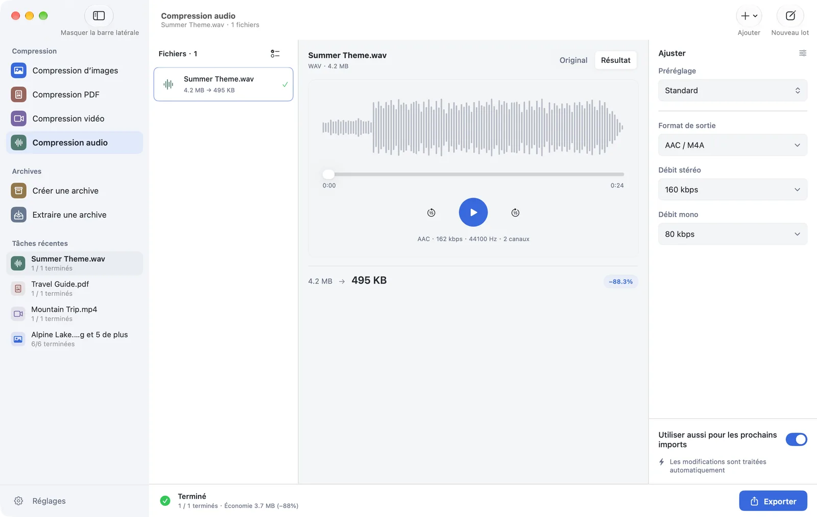 PubToo · Compression audio