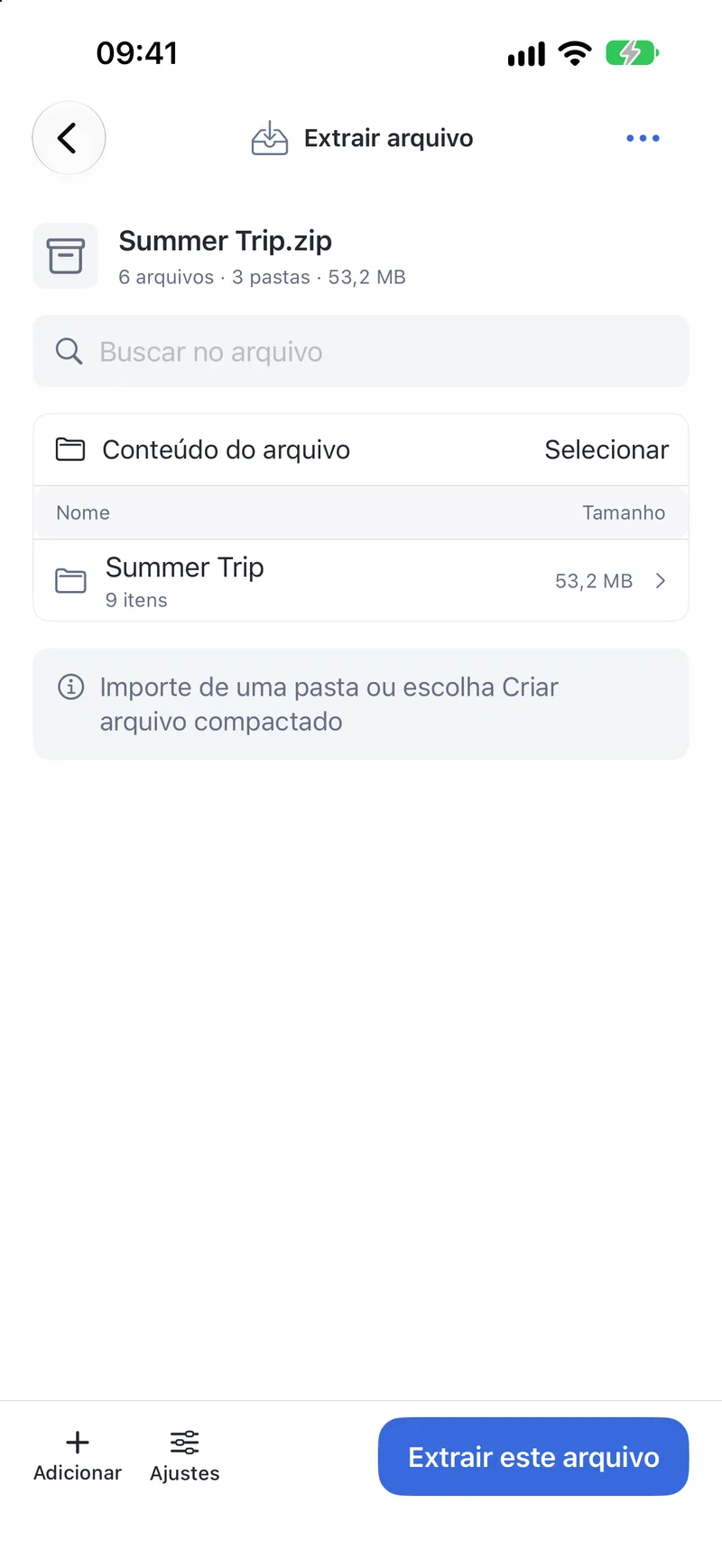 PubToo Go · Extrair arquivo